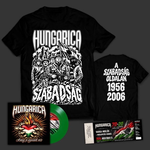 Hungarica: Amíg a szívünk ver ZÖLD SP (7INCH) + Póló + Koncertjegy Csomag
